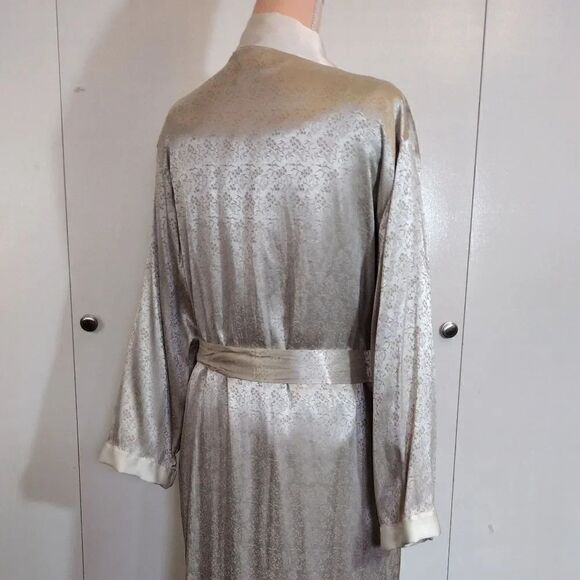 Victoria's Secret 1999 Gold Ivory Satin Textured Long Kimono Robe M/ L - Picture 15 of 16